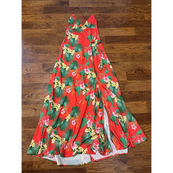 Viva Aviva Ixora Hawaiian Maxi Slip Dress Women’s Size 2 – Tropical Vacay Style - Picture 1 of 10